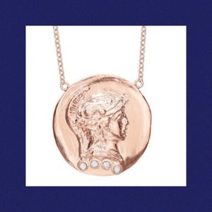 Tracey Nichols Roman Coin “Courage” Necklace - Rose Gold & Diamonds
